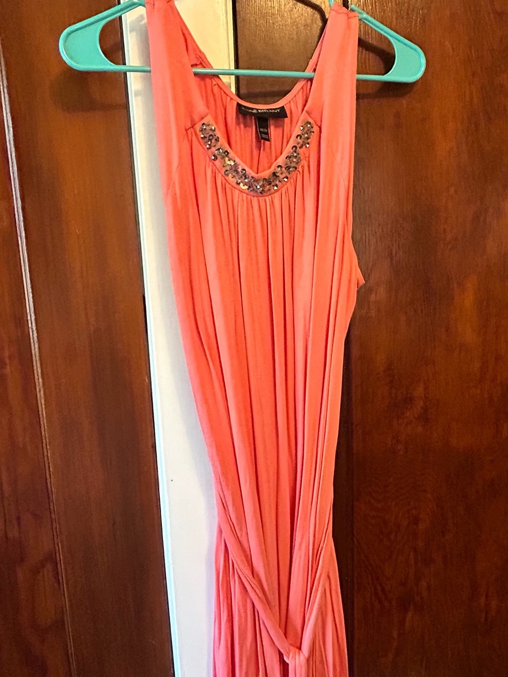 Lane Bryant Coral Maxi Dress with Beaded Neckline